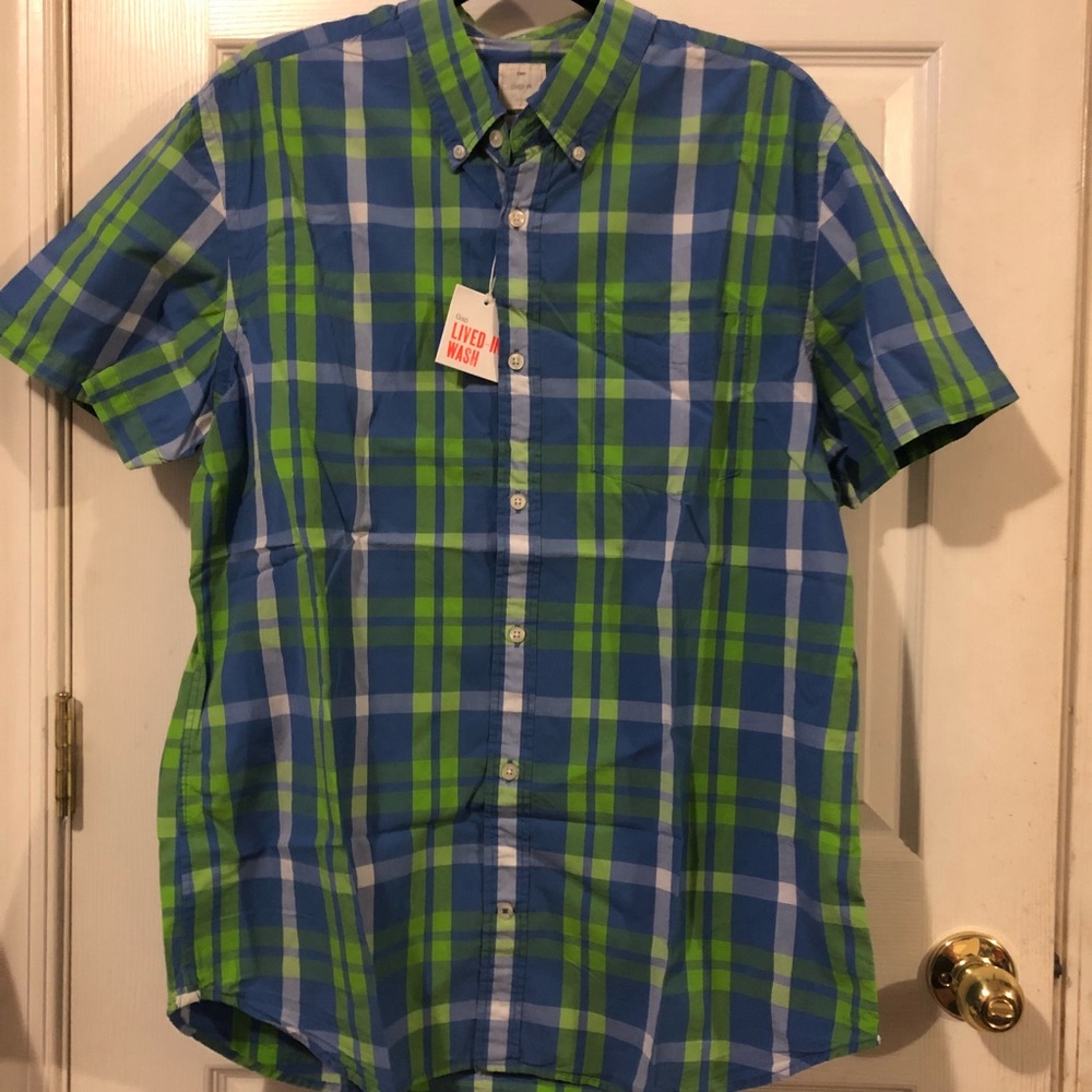 XL green and blue plaid shirt sleeve shirt *DONATED*